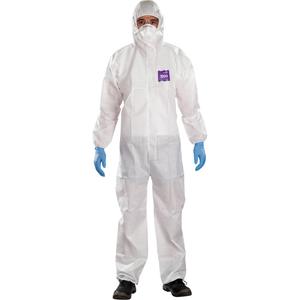 Alphatec™ Microchem™ Coveralls with Collar - SMS, Large, X-Large, White, ANSI/ISEA 101, EN ISO 13982-1 Type 5, ISO 17491-4 Type 8