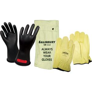 Salisbury™  Electrical-Insulating Glove Kit - 10, 7, 8, 11, 12, 11" L, 0, NFPA 70E/IEC EN60903/ASTM D120/ASTM F696, 1000V AC/1500V DC, 5000V AC/10,000V DC, Type II, Black