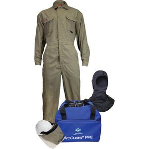 Tecgen 2XL FR Coverall Kit - 8 cal/cm², 2, NFPA 70E/ASTM F1506/NFPA 2112/Meets/Exceeds CSA Z462, Tan, 2X-Large