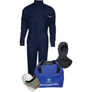 Tecgen XL FR Coverall Kit - 8 cal/cm², 2, NFPA 70E/ASTM F1506/NFPA 2112/Meets/Exceeds CSA Z462, Grey, X-Large