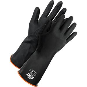 Deny™ Chemical Resistant Gloves - 10, 9, 8, 7, 12", Winter Weight, Gauntlet, Rubber Latex, Flock-Lined, EN 374:2016-1 Type A/EN 374:2016-5, AKLMNOP, Black