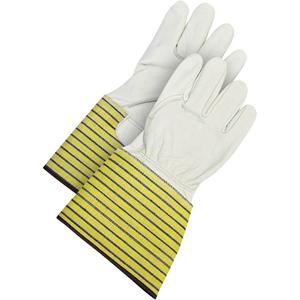 Classic Fitter's Gloves - Large, X-Large, One Size, Fleece, Grain Cowhide, Gauntlet, Rubberized, 5"