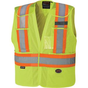 6933 High-Visibility Drop Shoulder Safety Tear-Away Vest - High Visibility Lime-Yellow, Orange & Silver, 2X-Large/3X-Large, X-Small, Polyester, Meets/Exceeds CSA Z96 Class 2 - Level 2