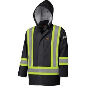 5894BK Fire-Resistant Waterproof Safety Jacket - Black, Silver/Lime-Green, 2X-Large, X-Small, Small, Medium, Large, X-Large, 3X-Large, 4X-Large, 5X-Large, Polyurethane