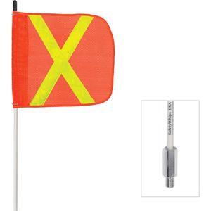 Safety Whip® Non-Powered Heavy-Duty Fibreglass Whip - 6', Orange with Reflective X, None, Threaded