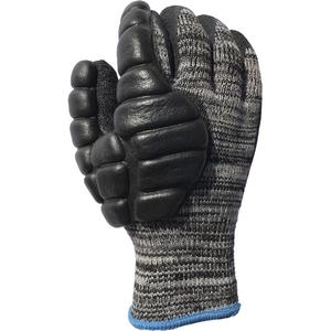 Anti-Impact Coated Hammer Gloves - Medium/8, Large/9, X-Large/10, Elastic, Synthetic, Black