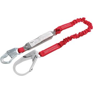 Pro™ Elastic Shock-Absorbing Lanyard - 6', 122 lbs., 308 lbs., Snap Hook, Rebar Hook, Polyester, Pack, 1