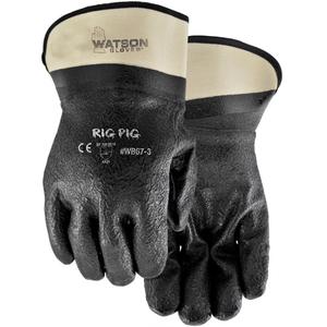Rig Pig Gloves - One Size, Non-Knit, Jersey, Nitrile/PVC, Full Dip, Cotton
