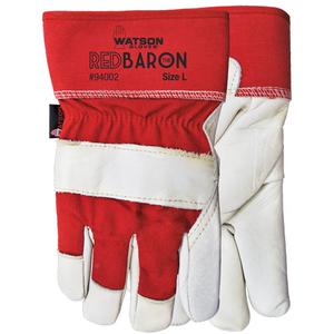 Red Baron Fitter's Gloves - Large, Small, 3X-Large, Sherpa, Grain Cowhide, Safety, Cotton