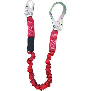 ShockSorb™ Internal Shock Lanyard - 6', Meets/Exceeds CSA-Z259.11, 132 lbs., 255 lbs., Snap Hook, Rebar Hook, Polyester, Tubular Core, 1, Red