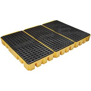 Low Profile Spill Pallet - 72", 49", 6.5", 76.5 US gal., 9000 lbs., 6, EPA, SPCC, UFC, NPDES, Black & Yellow