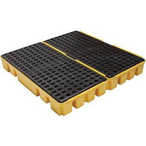 Low Profile Spill Pallet - 49", 48", 6.5", 51 US gal., 6000 lbs., 4, EPA, SPCC, NPDES, Black & Yellow