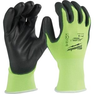 High Visibility Dipped Gloves - Medium, 2X-Large, 15, Polyethylene, Polyurethane, Dipped Palm, ASTM ANSI Level A1, EN 388 Level 3, EN 388 Level 2, EN 388 Level 1, Unrated