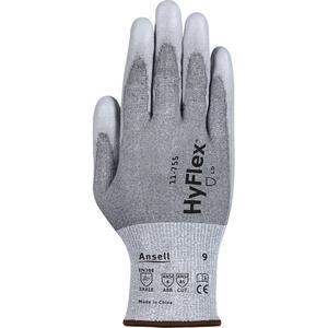 HyFlex® 11-755 Cut Resistant Gloves - 6, 7, 8, 9, 10, 11, 12, 18, HPPE/Spandex/Polyester/Tungsten, Polyurethane, Dipped Palm, ASTM ANSI Level A5/EN 388 Level E, EN 388 Level 3/ANSI/ISEA 105 Level 4, EN 388 Level 1/ANSI/ISEA 105 Level 2