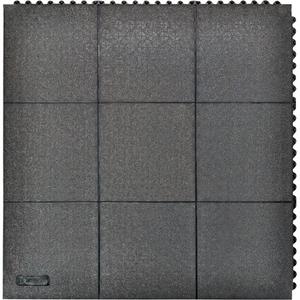 Cushion-Ease® Interlocking Anti-Fatigue Mat - 3', 3', 3/4", Black, Natural Rubber, Dry, Solid, Pebbled