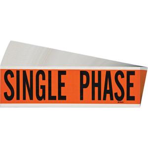 "Single Phase" Conduit & Voltage Labels - Vinyl/Cloth, 2-1/4", 9", Adhesive, English, Electrical, Repositionable Rubber, Semi-Gloss, Black on Orange, Rectangle