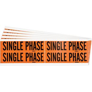 "Single Phase" Conduit & Voltage Labels - Vinyl/Cloth, 1-1/8", 4-1/8", Adhesive, English, Electrical, Repositionable Rubber, Semi-Gloss, Black on Orange, Rectangle