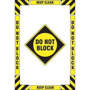 "Keep Clear Do Not Block" Floor Marking Kit - Flat, English with Pictogram, Vinyl, Adhesive, 16" X 24", "Keep Clear Do Not Block"