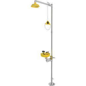 Combination Emergency Shower & Eyewash Station - Pedestal, Galvanized Schedule 80, ABS Plastic, 8 GPM, 20 GPM