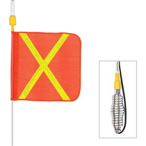 Safety Whip® All-Weather Super-Duty Warning Whips with Constant LED Light - 5', Orange with Reflective X, Lamp Socket, Spring, Amber, Zinc Plated