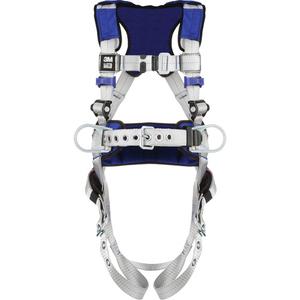 ExoFit™ X100 Comfort Construction Safety Harness - Work Positioning/Fall Arrest, AP, 310 lbs., Small, Medium, Large, X-Large, 2X-Large, Back - Side, Tongue Buckle, Pass-Through/Mating, Grey