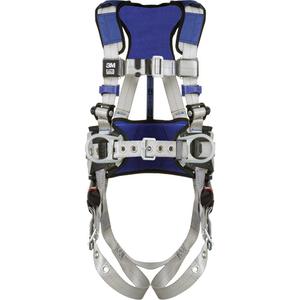 ExoFit™ X100 Comfort Construction Safety Harness - Work Positioning/Fall Arrest, AP, 310 lbs., Small, Medium, Large, X-Large, 2X-Large, Back - Side, Tongue Buckle, Pass-Through/Mating, Grey