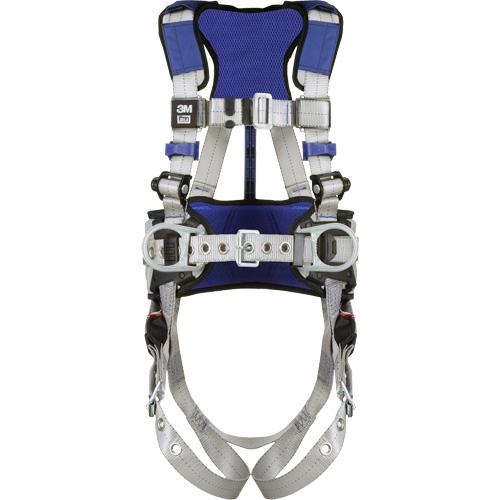 ExoFit™ X100 Comfort Construction Safety Harness - Work Positioning/Fall Arrest, AP, 310 lbs., Small, Medium, Large, X-Large, 2X-Large, Back - Side, Tongue Buckle, Pass-Through/Mating, Grey