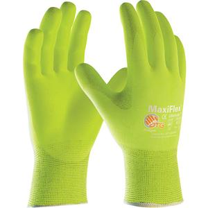 ATG MaxiFlex® Ultimate™ High Visibility Seamless Gloves - Large, Medium, Small, X-Large, 15, Nylon/Elastane, Nitrile, Dipped Palm, Unlined, EN 388 Level 1, EN 388 Level 4 & ANSI Level 3, EN 388 Level 3