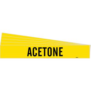 "Acetone" Pipe Marker - Vinyl, Black on Yellow, 8" - 20", 4", 24", 3-1/2", English, Self-Adhesive