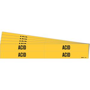 "Acid" Pipe Markers - Vinyl, Black on Yellow, 3/4" - 2-3/8", 1-1/8", 7", 3/4", English, Self-Adhesive, 4