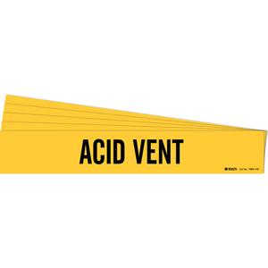 "Acid Vent" Pipe Marker - Vinyl, Black on Yellow, 8" - 20", 4", 24", 3-1/2", English, Self-Adhesive