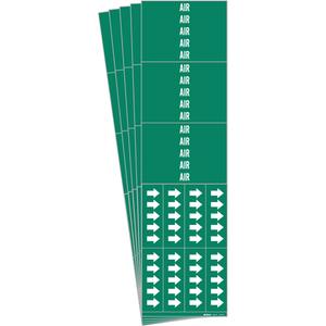 "Air" Pipe Marker - Vinyl, White on Green, 0" - 3/4", 2-1/4", 2-3/4", 1/2", English, Self-Adhesive, 3
