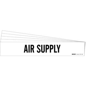 "Air Supply" Pipe Marker - Vinyl, Black on White, 8" - 20", 4", 24", 3-1/2", English, Self-Adhesive
