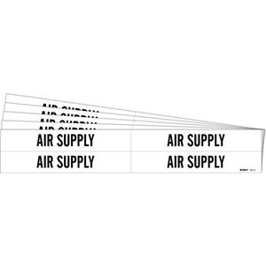 "Air Supply" Pipe Markers - Vinyl, Black on White, 3/4" - 2-3/8", 1-1/8", 7", 3/4", English, Self-Adhesive, 4