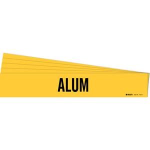 "Alum" Pipe Marker - Vinyl, Black on Yellow, 2-1/2" - 7-7/8", 2-1/4", 14", 2", English, Self-Adhesive