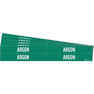 "Argon" Pipe Markers - Vinyl, White on Green, 3/4" - 2-3/8", 1-1/8", 7", 3/4", English, Self-Adhesive, 4