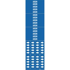 "Argon" Pipe Marker - Vinyl, White on Blue, 0" - 3/4", 2-1/4", 2-3/4", 1/2", English, Self-Adhesive, 3