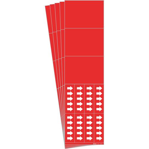 Blank Pipe Markers - Vinyl, White on Red, 0" - 3/4", 2-1/4", 2-3/4", 1/2", None, Self-Adhesive, 3