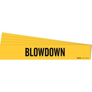 "Blowdown" Pipe Marker - Vinyl, Black on Yellow, 8" - 20", 4", 24", 3-1/2", English, Self-Adhesive