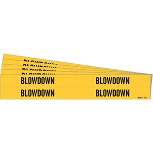 "Blowdown" Pipe Markers - Vinyl, Black on Yellow, 3/4" - 2-3/8", 1-1/8", 7", 3/4", English, Self-Adhesive, 4