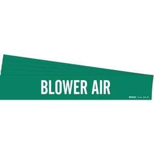 "Blower Air" Pipe Marker - Vinyl, White on Green, 8" - 20", 4", 24", 3-1/2", English, Self-Adhesive