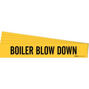 "Boiler Blow Down" Pipe Marker - Vinyl, Black on Yellow, 2-1/2" - 7-7/8", 2-1/4", 14", 2", English, Self-Adhesive