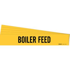 "Boiler Feed" Pipe Marker - Vinyl, Black on Yellow, 2-1/2" - 7-7/8", 2-1/4", 14", 2", English, Self-Adhesive