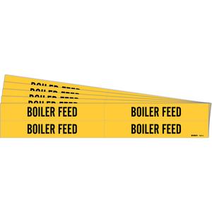 "Boiler Feed" Pipe Markers - Vinyl, Black on Yellow, 3/4" - 2-3/8", 1-1/8", 7", 3/4", English, Self-Adhesive, 4