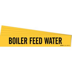 "Boiler Feed Water" Pipe Marker - Vinyl, Black on Yellow, 8" - 20", 4", 24", 3-1/2", English, Self-Adhesive