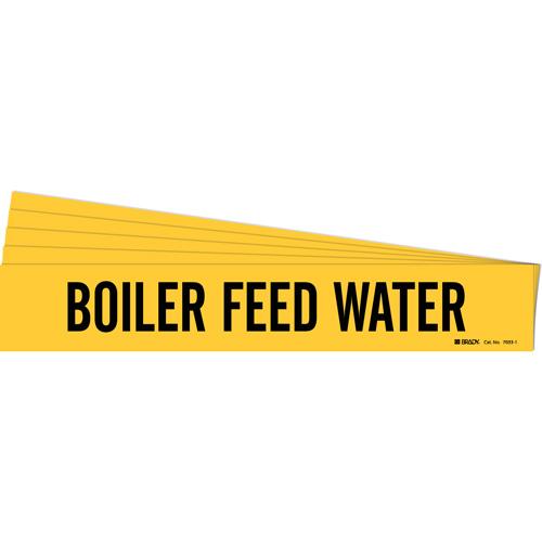 "Boiler Feed Water" Pipe Marker - Vinyl, Black on Yellow, 2-1/2" - 7-7/8", 2-1/4", 14", 2", English, Self-Adhesive