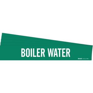 "Boiler Water" Pipe Marker - Vinyl, White on Green, 2-1/2" - 7-7/8", 2-1/4", 14", 2", English, Self-Adhesive