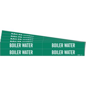 "Boiler Feed" Pipe Markers - Vinyl, White on Green, 3/4" - 2-3/8", 1-1/8", 7", 3/4", English, Self-Adhesive, 4