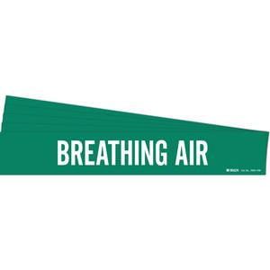 "Breathing Air" Pipe Marker - Vinyl, White on Green, 8" - 20", 4", 24", 3-1/2", English, Self-Adhesive