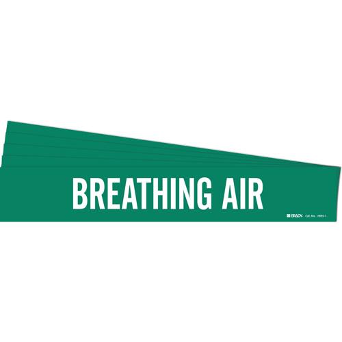 "Breathing Air" Pipe Marker - Vinyl, White on Green, 2-1/2" - 7-7/8", 2-1/4", 14", 2", English, Self-Adhesive